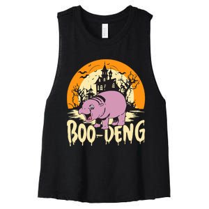 Moo Deng Halloween Boo Deng Halloween Women's Racerback Cropped Tank