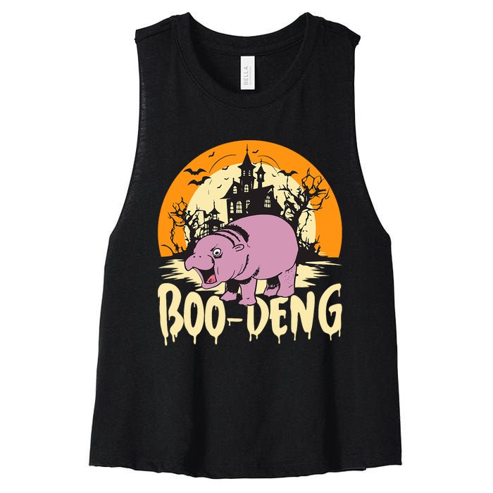 Moo Deng Halloween Boo Deng Halloween Women's Racerback Cropped Tank