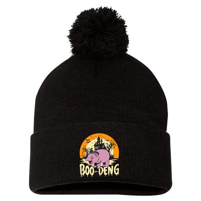 Moo Deng Halloween Boo Deng Halloween Pom Pom 12in Knit Beanie