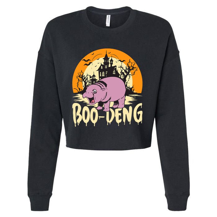 Moo Deng Halloween Boo Deng Halloween Cropped Pullover Crew