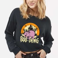 Moo Deng Halloween Boo Deng Halloween Cropped Pullover Crew