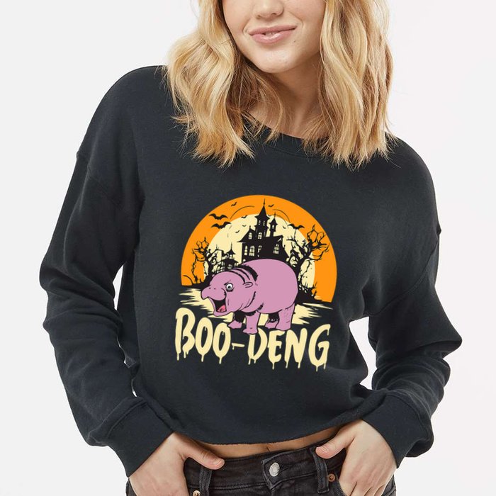 Moo Deng Halloween Boo Deng Halloween Cropped Pullover Crew