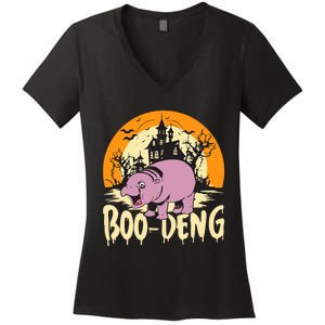 Moo Deng Halloween Boo Deng Halloween Women's V-Neck T-Shirt