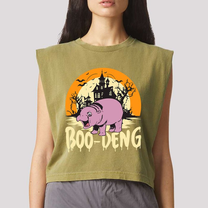 Moo Deng Halloween Boo Deng Halloween Garment-Dyed Women's Muscle Tee