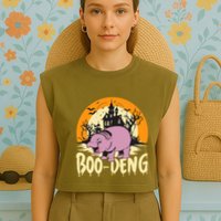 Moo Deng Halloween Boo Deng Halloween Garment-Dyed Women's Muscle Tee