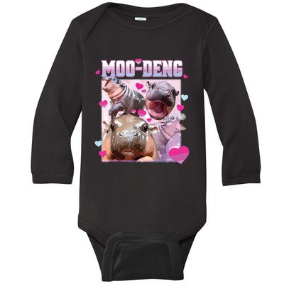 Moo Deng Hippo Baby Pygmy Funny Baby Long Sleeve Bodysuit