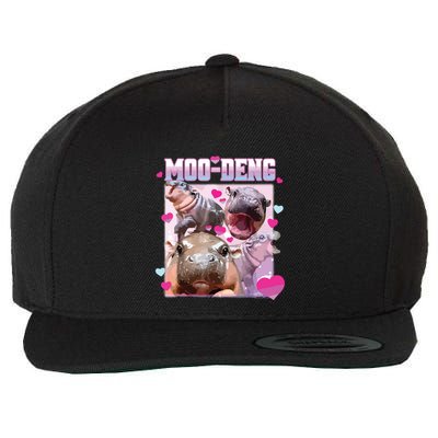 Moo Deng Hippo Baby Pygmy Funny Wool Snapback Cap