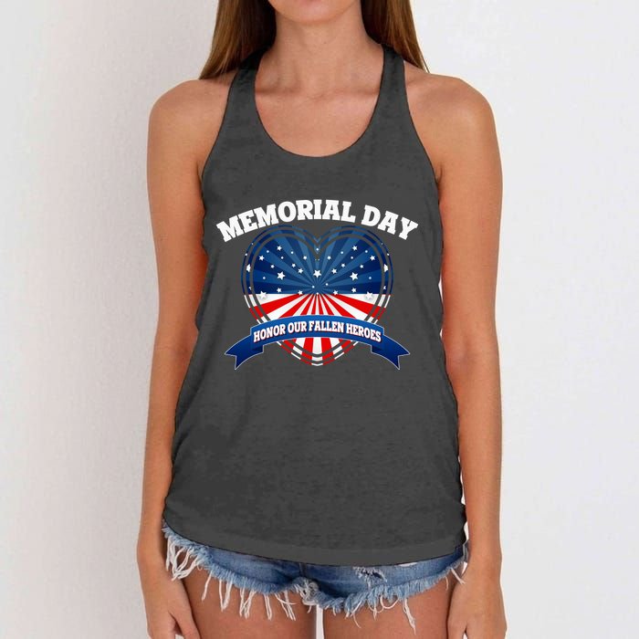 Memorial Day Honor Our Fallen Heroes Women's Knotted Racerback Tank