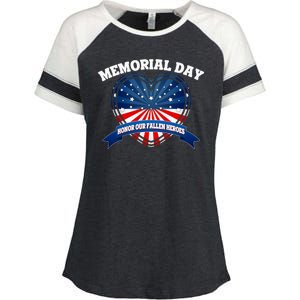 Memorial Day Honor Our Fallen Heroes Enza Ladies Jersey Colorblock Tee