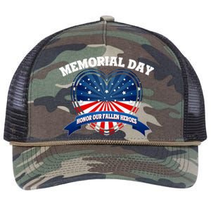 Memorial Day Honor Our Fallen Heroes Retro Rope Trucker Hat Cap