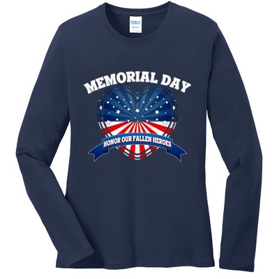 Memorial Day Honor Our Fallen Heroes Ladies Long Sleeve Shirt