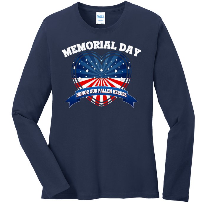 Memorial Day Honor Our Fallen Heroes Ladies Long Sleeve Shirt