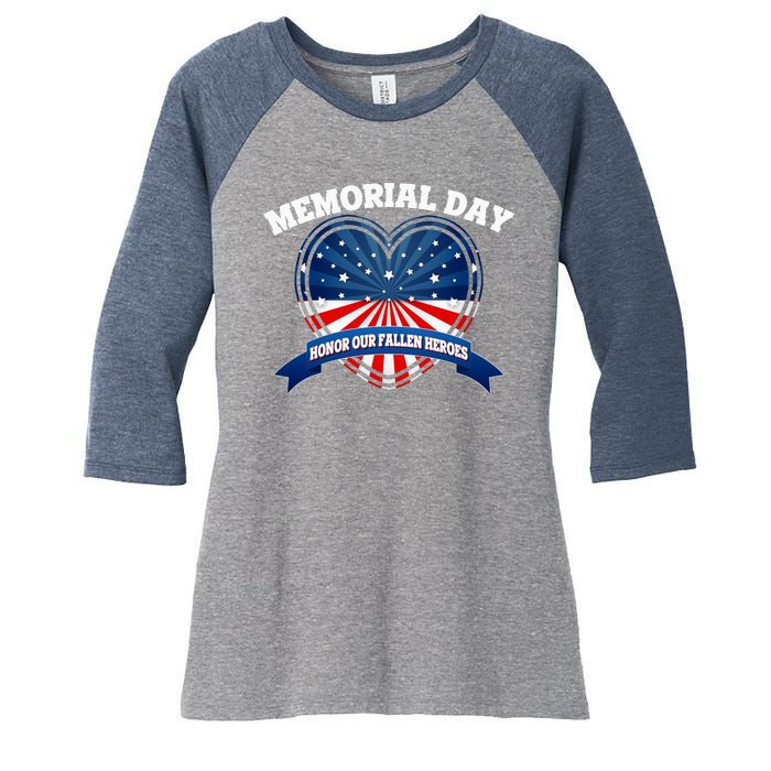 Memorial Day Honor Our Fallen Heroes Women's Tri-Blend 3/4-Sleeve Raglan Shirt