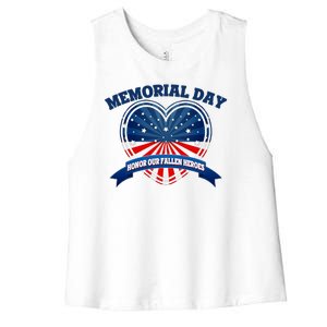 Memorial Day Honor Our Fallen Heroes Women's Racerback Cropped Tank