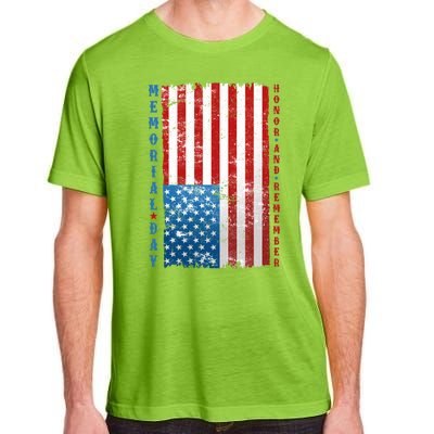 Memorial Day Honor And Remember Distressed USA American Flag Adult ChromaSoft Performance T-Shirt