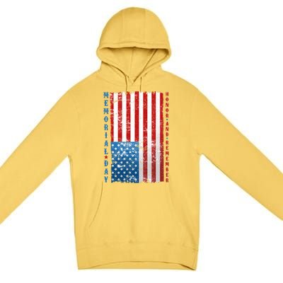 Memorial Day Honor And Remember Distressed USA American Flag Premium Pullover Hoodie