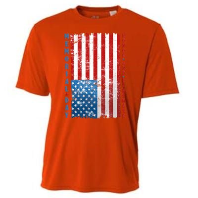 Memorial Day Honor And Remember Distressed USA American Flag Cooling Performance Crew T-Shirt