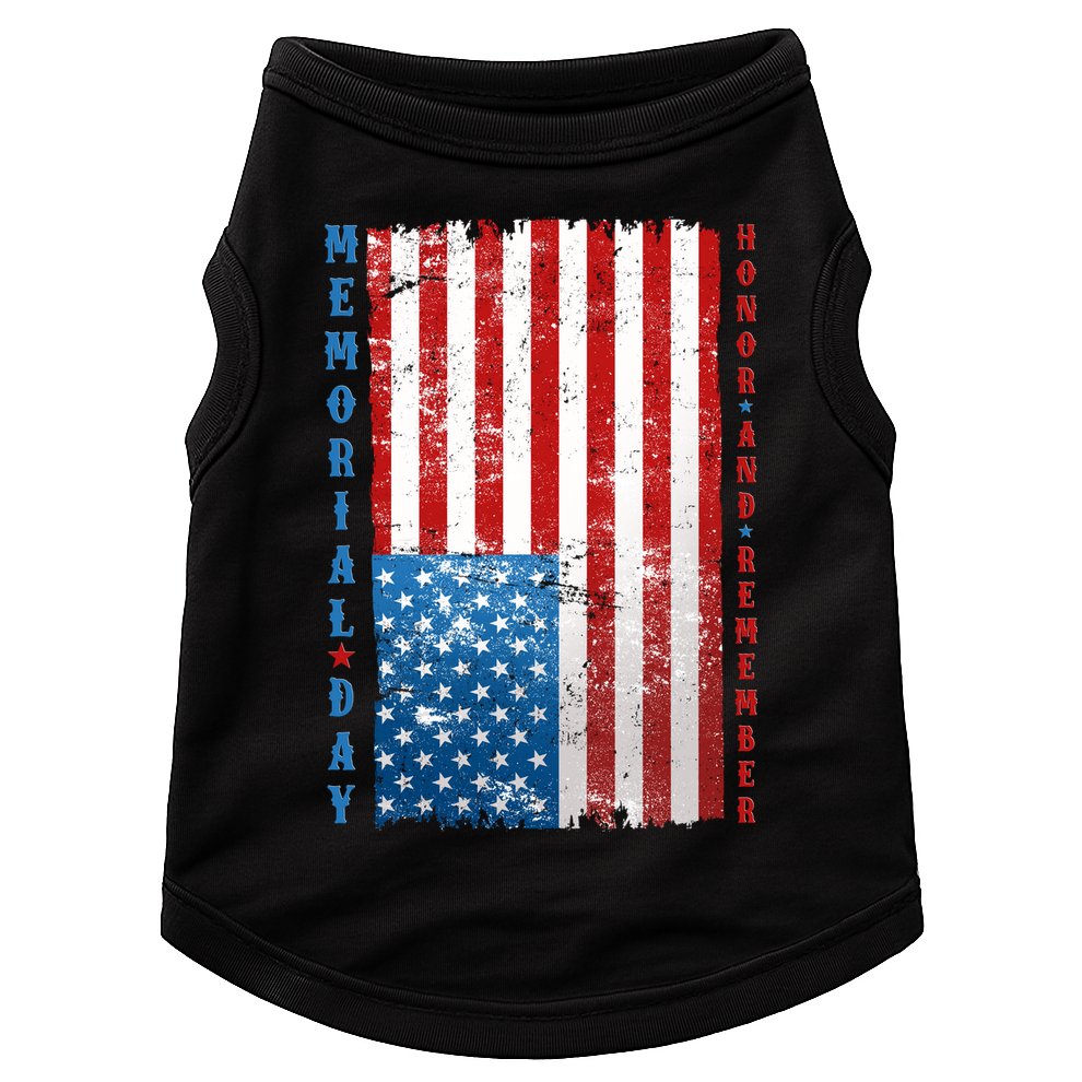 Memorial Day Honor And Remember Distressed USA American Flag Doggie Tank