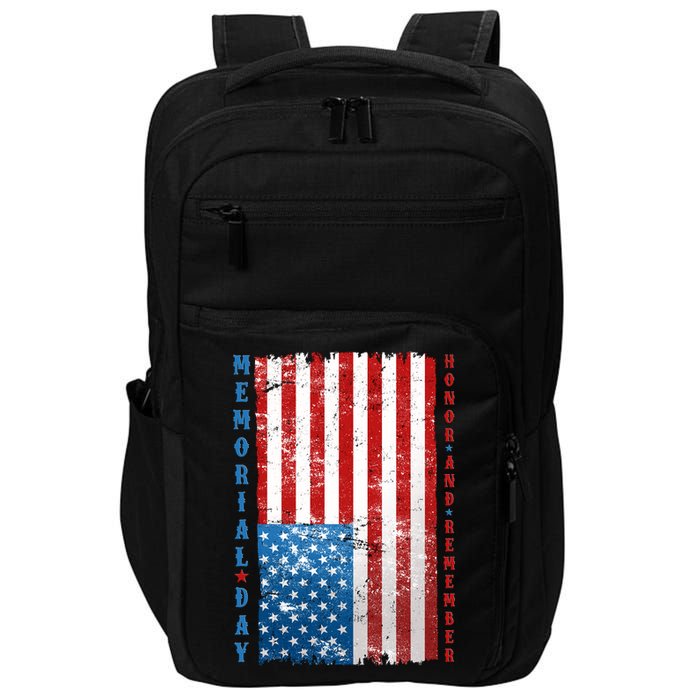 Memorial Day Honor And Remember Distressed USA American Flag Impact Tech Backpack