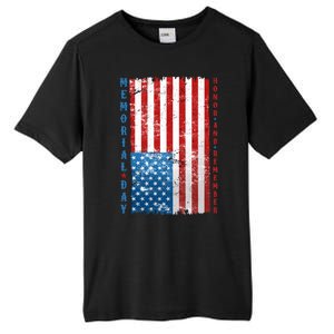 Memorial Day Honor And Remember Distressed USA American Flag Tall Fusion ChromaSoft Performance T-Shirt