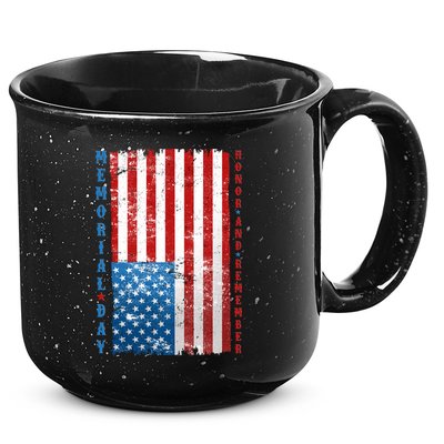 Memorial Day Honor And Remember Distressed USA American Flag 15oz Campfire Ceramic Mug