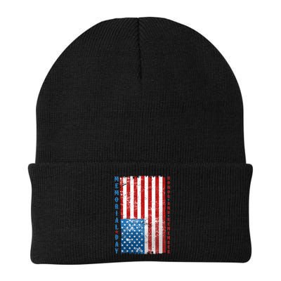 Memorial Day Honor And Remember Distressed USA American Flag Beanie