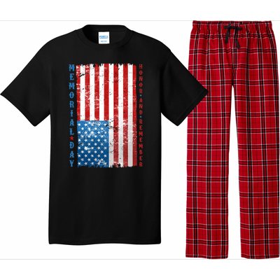 Memorial Day Honor And Remember Distressed USA American Flag Pajama Set