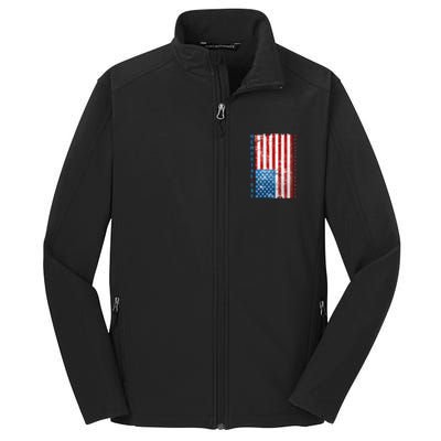 Memorial Day Honor And Remember Distressed USA American Flag Core Soft Shell Jacket