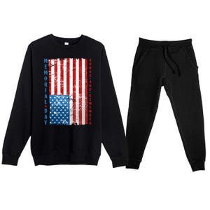 Memorial Day Honor And Remember Distressed USA American Flag Premium Crewneck Sweatsuit Set