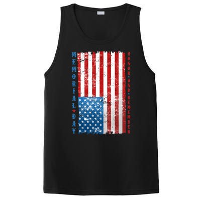 Memorial Day Honor And Remember Distressed USA American Flag PosiCharge Competitor Tank