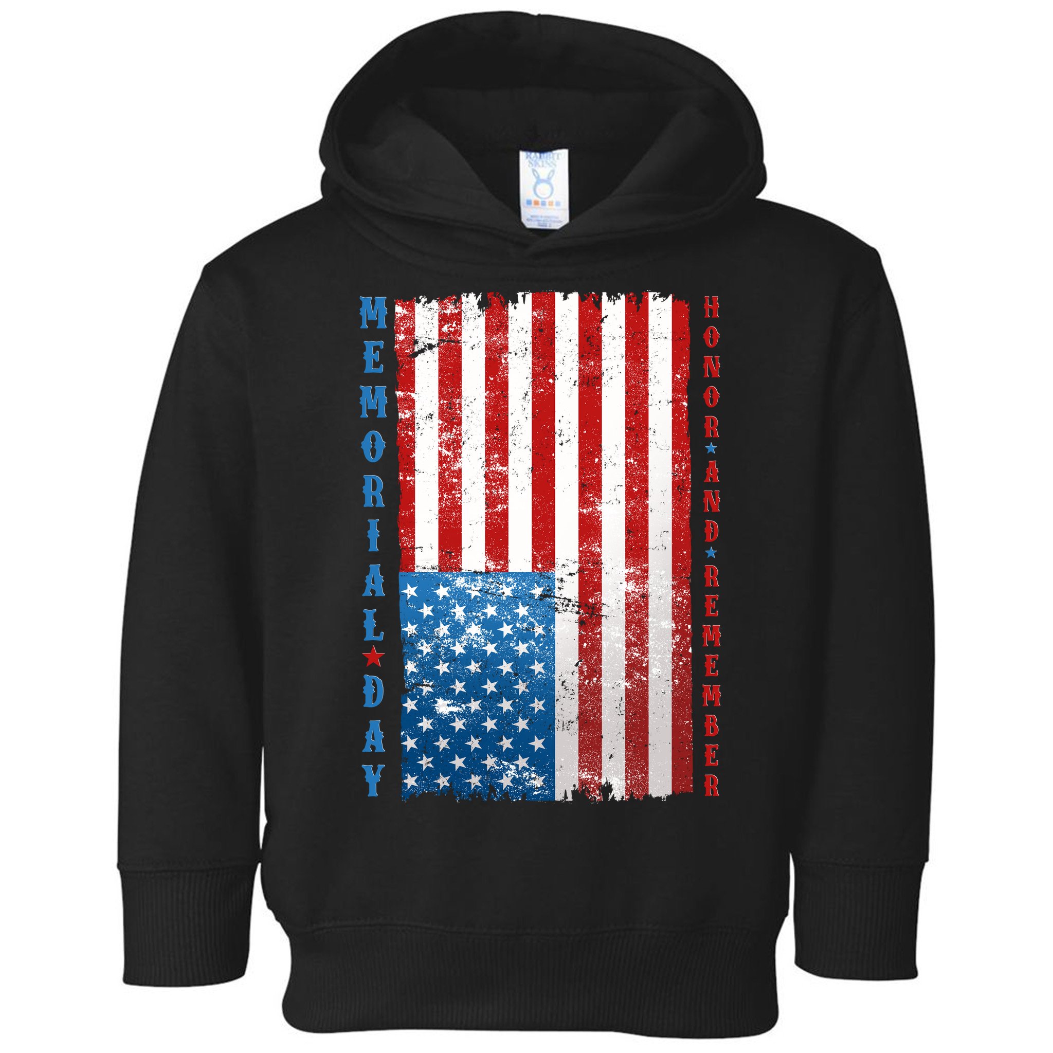 Memorial Day Honor And Remember Distressed USA American Flag Toddler Hoodie