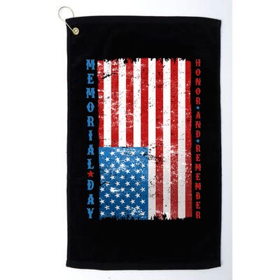 Memorial Day Honor And Remember Distressed USA American Flag Golf Towel
