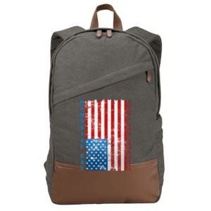 Memorial Day Honor And Remember Distressed USA American Flag Cotton Canvas Backpack