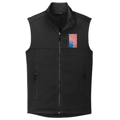 Memorial Day Honor And Remember Distressed USA American Flag Collective Smooth Fleece Vest