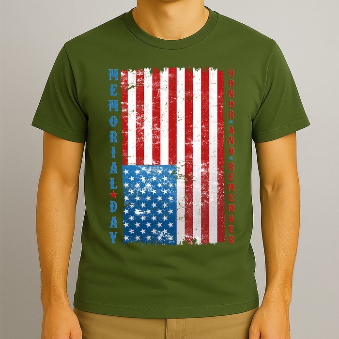 Memorial Day Honor And Remember Distressed USA American Flag T-Shirt