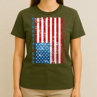 Memorial Day Honor And Remember Distressed USA American Flag T-Shirt