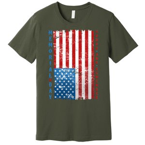 Memorial Day Honor And Remember Distressed USA American Flag Premium T-Shirt