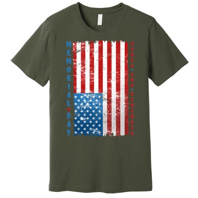 Memorial Day Honor And Remember Distressed USA American Flag Premium T-Shirt