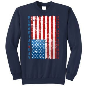 Memorial Day Honor And Remember Distressed USA American Flag Sweatshirt