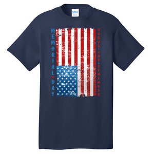 Memorial Day Honor And Remember Distressed USA American Flag Tall T-Shirt