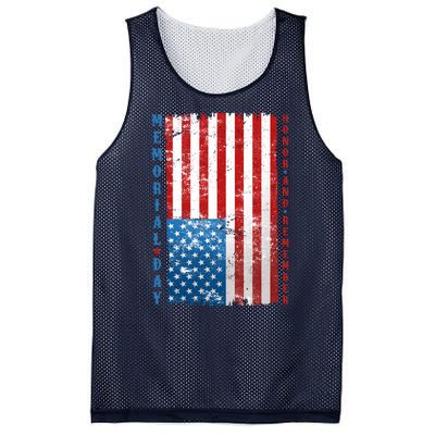 Memorial Day Honor And Remember Distressed USA American Flag Mesh Reversible Basketball Jersey Tank