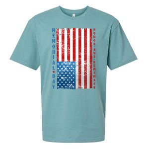 Memorial Day Honor And Remember Distressed USA American Flag Sueded Cloud Jersey T-Shirt