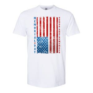 Memorial Day Honor And Remember Distressed USA American Flag Softstyle CVC T-Shirt