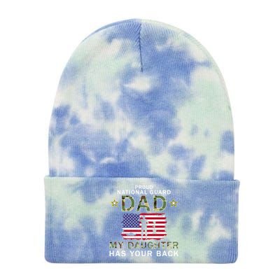 My Daughter Has Your Backcute Giftproud National Guard Dad Army Gift Tie Dye 12in Knit Beanie