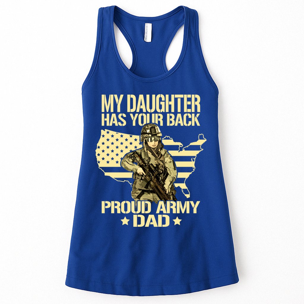 My Daughter Has Your Back Gift Proud Army Dad Military Father Gift Womens Tank Top