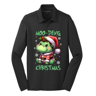 Moo Deng Hippo Baby Pigmy Moodeng Silk Touch Performance Long Sleeve Polo