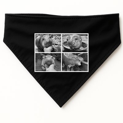 Moo Deng Hippo Photo Funny Pygmy Hippopotamus USA-Made Doggie Bandana
