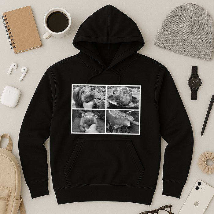 Moo Deng Hippo Photo Funny Pygmy Hippopotamus Hoodie
