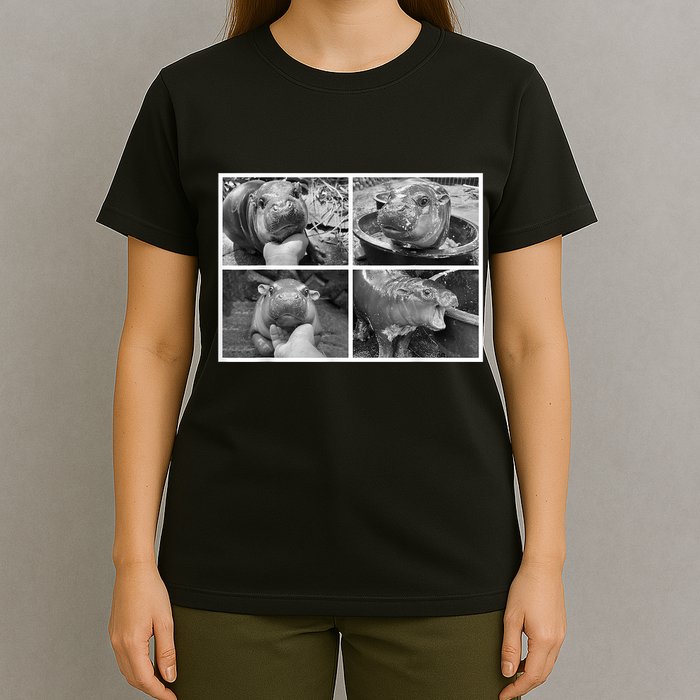Moo Deng Hippo Photo Funny Pygmy Hippopotamus T-Shirt