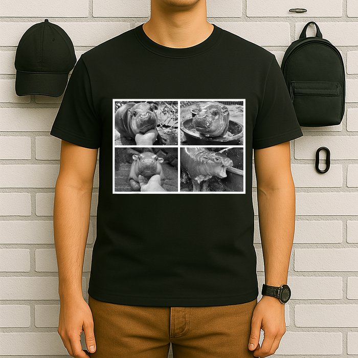 Moo Deng Hippo Photo Funny Pygmy Hippopotamus T-Shirt